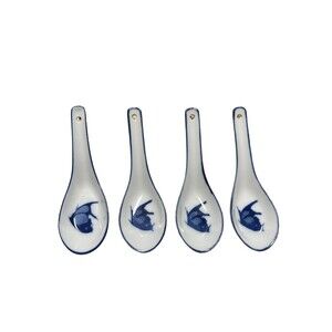 4 Misty Rose Super White Koi Carp Soup Dumpling Spoons